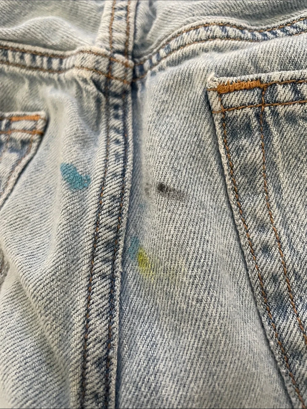 abercrombie kids Light Blue Denim Shorts with Paint Details
